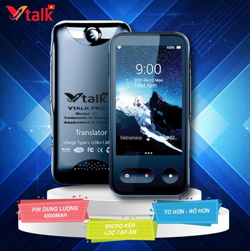 Máy Phiên Dịch VTalk Pro+ 2024 (Bản Nâng Cấp Có Offline Tiếng Việt) – Máy Phiên Dịch Mang Thương Hiệu Việt Nam