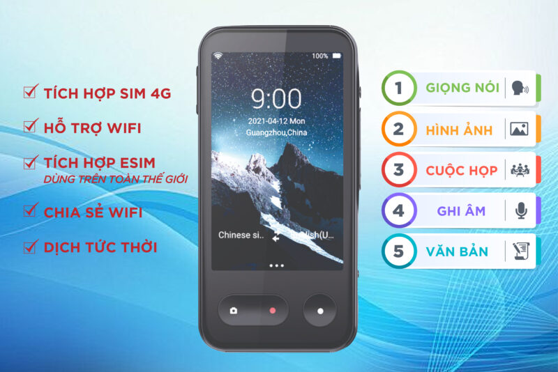 Máy Phiên Dịch VTalk Pro+ 2024 (Bản Nâng Cấp Có Offline Tiếng Việt) – Máy Phiên Dịch Mang Thương Hiệu Việt Nam