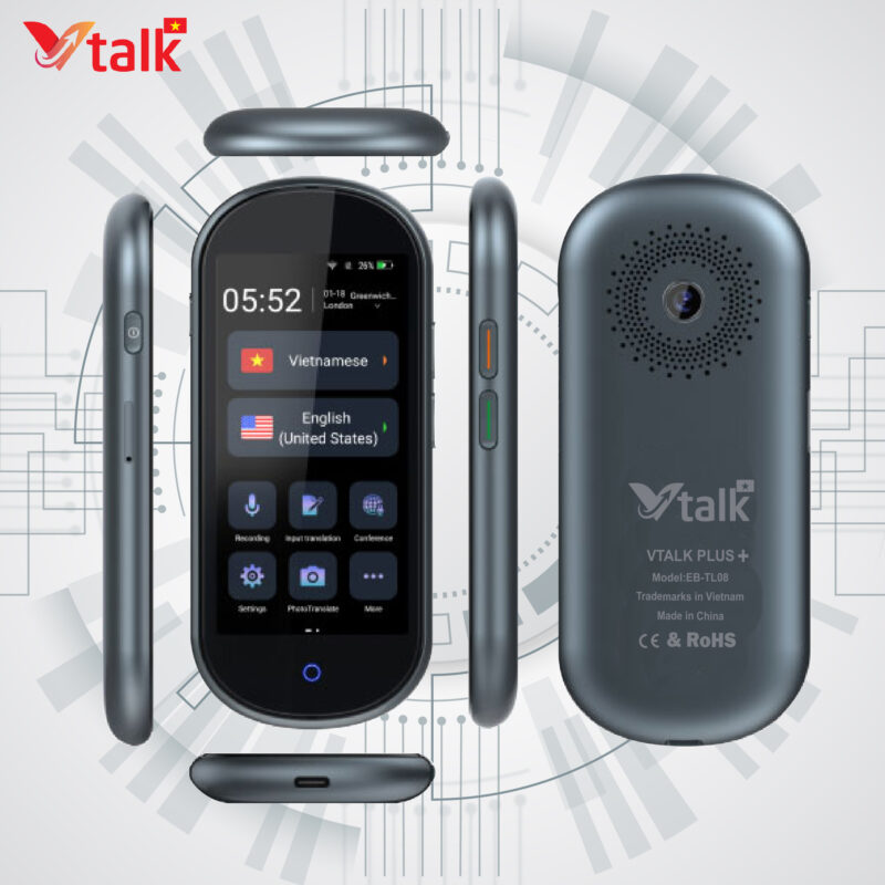 Máy Phiên Dịch VTalk Plus+ 2024 - Mang Thương Hiệu Việt Nam - Hỗ Trợ Dịch Offline Có Tiếng Việt