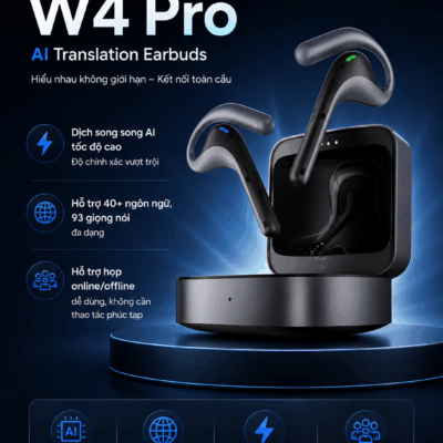 Tai nghe phiên dịch W4 Pro Model 2026 – Giao tiếp toàn cầu trong tích tắc