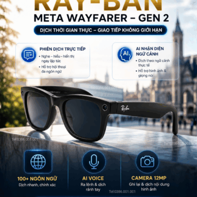 Kính Phiên Dịch RAY-BAN META WAYFARER GEN 2 - Tích Hợp AI Theo Thời Gian Thực
