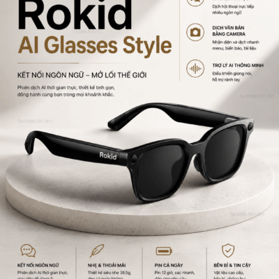 Kính Phiên Dịch Rokid AI Glasses Style 2026 - Tích Hợp AI Điều Khiển Giọng Nói “Hey Rokid”